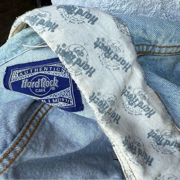 Vtg 1990's Hard Rock Cafe CHICAGO Save the Planet Denim Jacket size XL XLarge - Picture 11 of 15